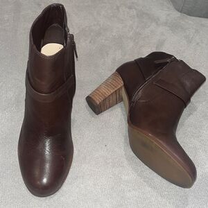 Cole Haan brown leather 3” heel boots